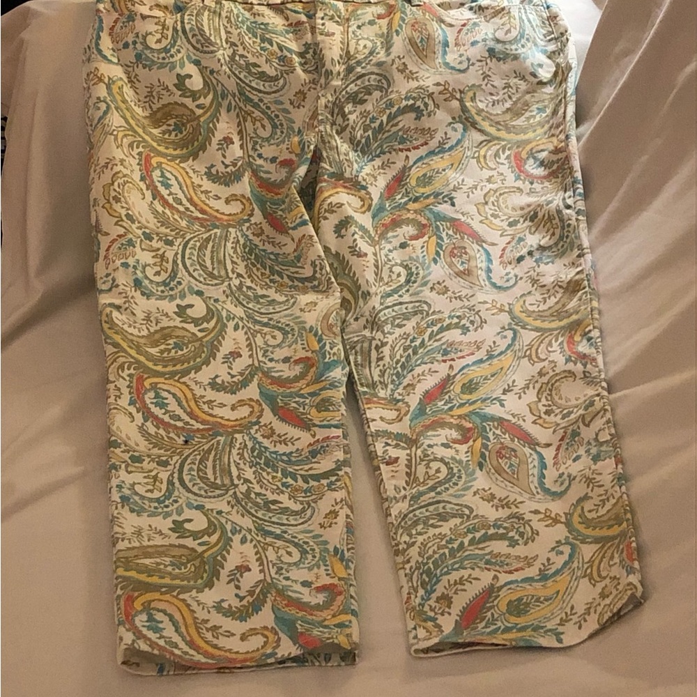 Chico’s Paisley Print “Girlfriend” Ankle Length Pants - Multicolor - Size 3 NWOT